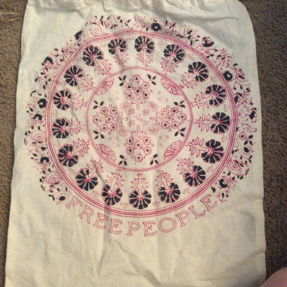 Free People Lightweight Boho Drawstring Tote Bag B7